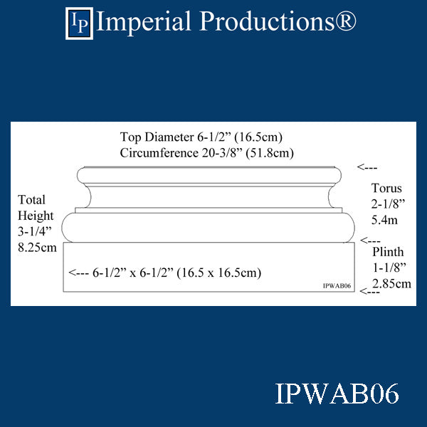 IPWAB06-WPN Attic Base Top Flat 6-1/2", White Pine, Each
