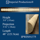 IPWIN91375-MAP Bead & Barrel Panel Mold 3/8 inch x 3/16", 4 Feet Lengths, Pack of 5=20FT