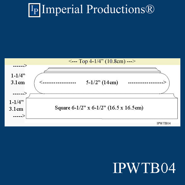 IPWTB04-WPN Tuscan Base Top Flat 4-1/4", White Pine, Each