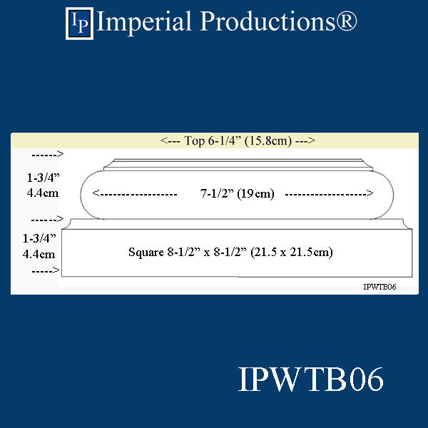 IPWTB06-WOK Tuscan Base Top Flat 6-1/4", White Oak, Each