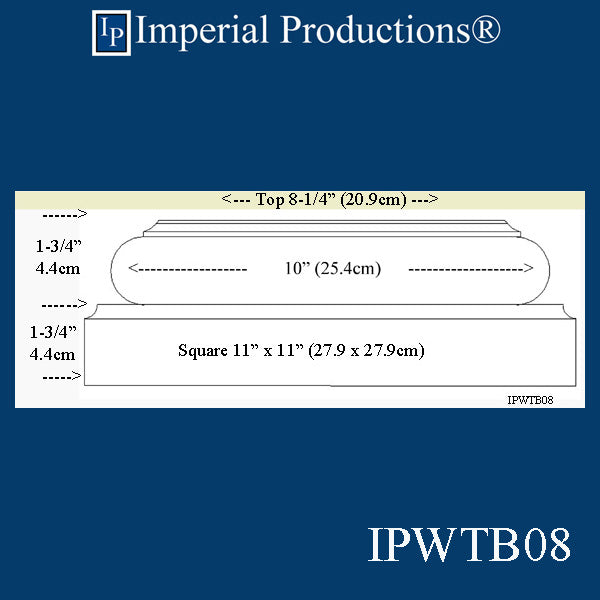 IPWTB08-WOK Tuscan Base Top Flat 8-1/4", White Oak, Each