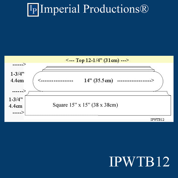 IPWTB12-WOK Tuscan Base Top Flat 12-1/4", White Oak, Each