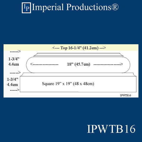 IPWTB16-WOK Tuscan Base Top Flat 16-1/4", White Oak, Each