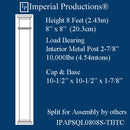 IPAPSQL0808S-TBTC - 8 Feet x 8" x 8" Tuscan Square Smooth Load Bearing Column