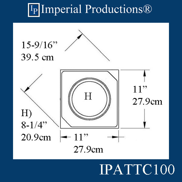 IPATTC100-POL-PK2 Attic Base Hollow 8-1/4" pack of 2, Custom Order