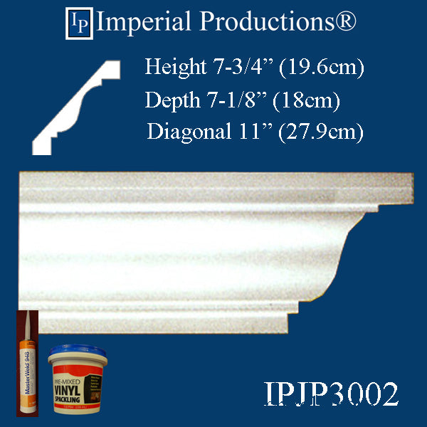 IPJP3002-POL-6 Pack Modern Crown 7-3/4" High (Sale US$17.42/FT)