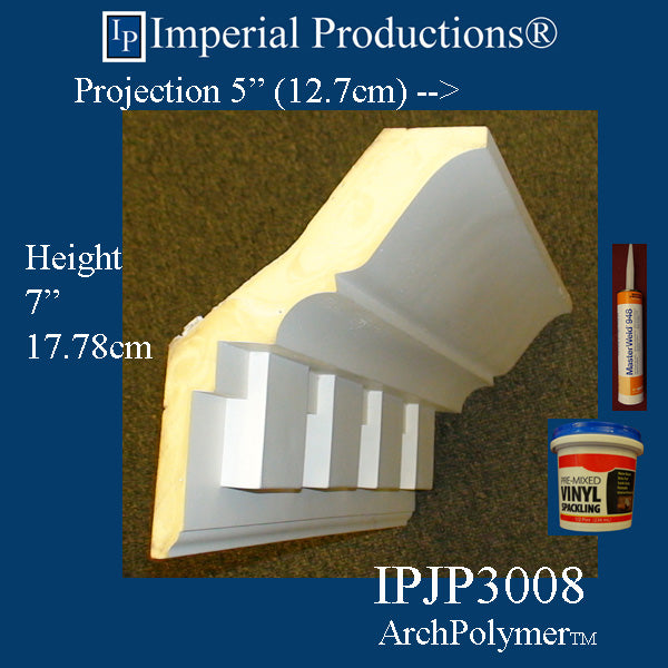 IPJP3008-POL-PK6 Federal Dentil Crown 7" Height Pack of 6 (Sale US$11.79/FT)