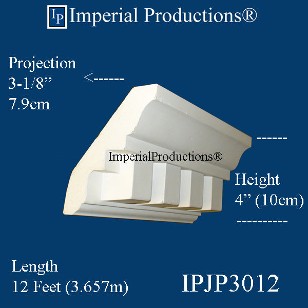 IPJP3012-POL Federal Dentil Crown 4" High, Pack 8