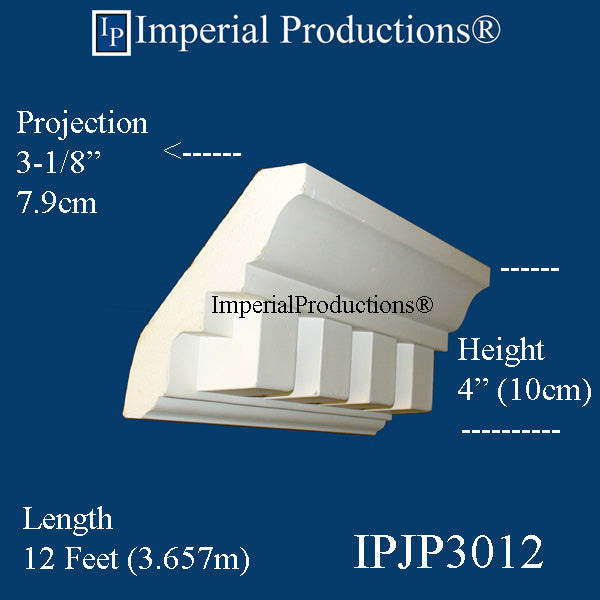 IPJP3012-POL Federal Dentil Crown 4" High, Pack 6 (sale US$9.13/Ft)