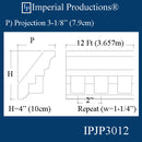 IPJP3012-POL Federal Dentil Crown 4" High, Pack 8