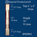 IPKP801-ROK Colonial Kitchen Post 36" high x 4" x 4", Red Oak, Pack of 2, Custom Order