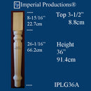 IPLG36A-CHR-PK2 Georgian Reeded Leg 36" x 3-1/2" Square, Cherry Pack of 2 Custom Order