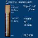 IPLG36B-KPN-PK2 Georgian Reeded Leg 36" high x 4" Square, Knotty Pine, Pack of 2, Custom Order