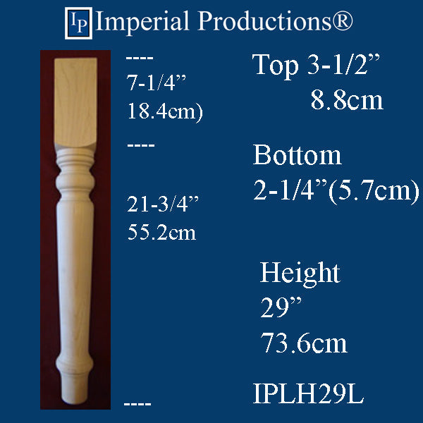 IPLH29L-KPN-PK4 Harvest Leg 29" High, Knotty Pine, Pack of 4, Add to Cart for Shipping Costs or Free Depot Pickup