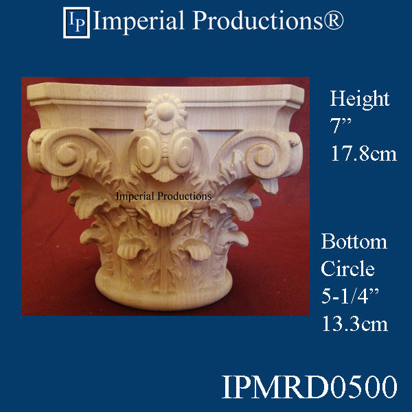 IPMRD0500-HMAP Roman Corinthian Capital Bottom Circle 5-1/4" Hard Maple