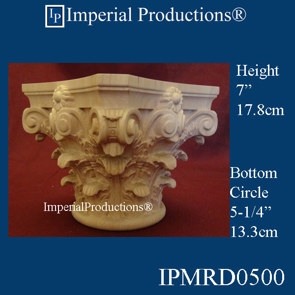 IPMRD0500-HMAP Roman Corinthian Capital Bottom Circle 5-1/4" Hard Maple