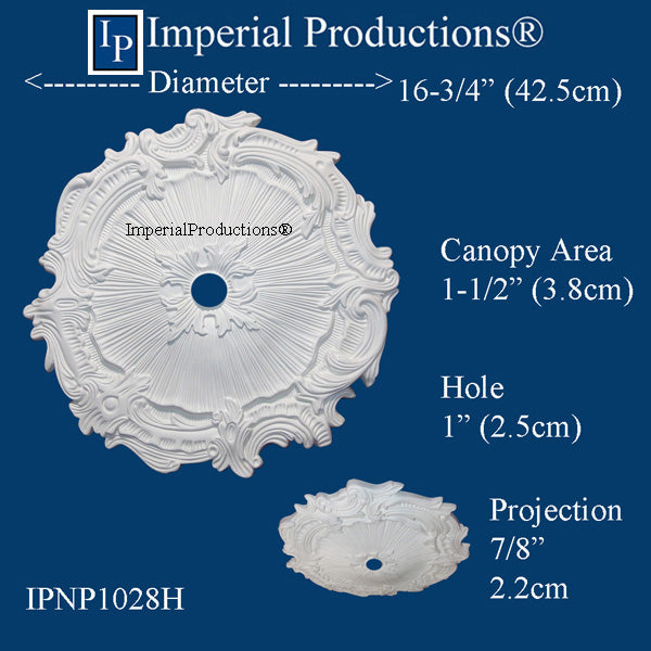IPNP1028H-POL Victorian Ceiling Medallion 16-3/4" (42.54cm)