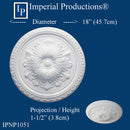 IPNP1051-POL Acanthus Medallion 18" (45.7cm) ArchPolymer Each