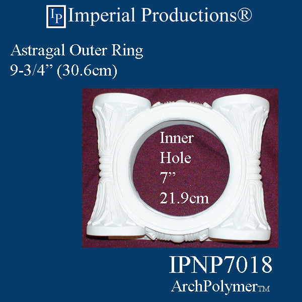 IPNP7018-POL Roman Ionic Capital Bottom Astragal 9-3/4"