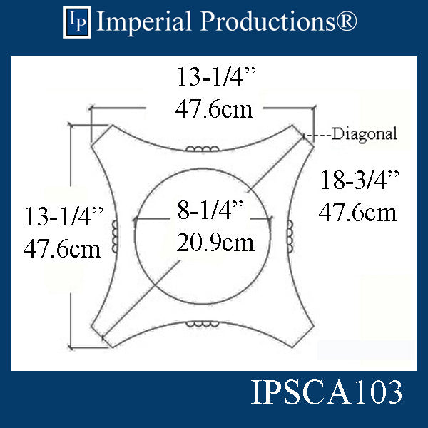 IPSCA103-POL-SPLIT-PK2 Scamozzi Split Capital Inside Hole 8-1/4" Pack of 2