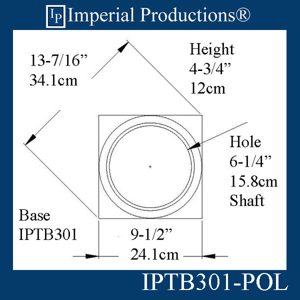 IPTB301-BASE-POL-PK2 Tuscan Base ArchPolymer Hole 6-1/4" Pack of 2 Bases Custom Order