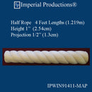 IPWIN91411-MAP-PK2 Half Rope Panel Mold 1/2 inch - 4 Feet Lengths - Pack of 4